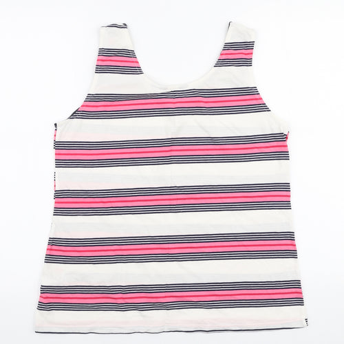 Dorothy Perkins Womens Multicoloured Striped 100% Cotton Jersey Tank Size 16 V-Neck