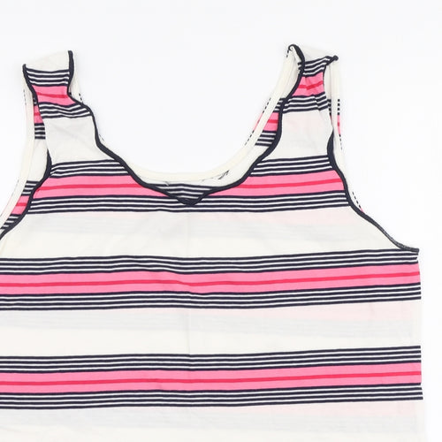 Dorothy Perkins Womens Multicoloured Striped 100% Cotton Jersey Tank Size 16 V-Neck
