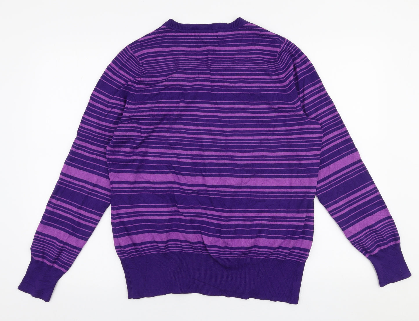 Debenhams Womens Purple V-Neck Striped Viscose Pullover Jumper Size 20