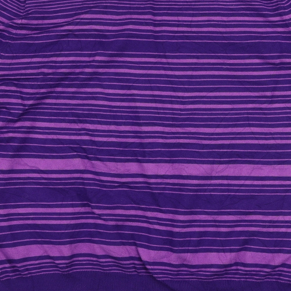 Debenhams Womens Purple V-Neck Striped Viscose Pullover Jumper Size 20