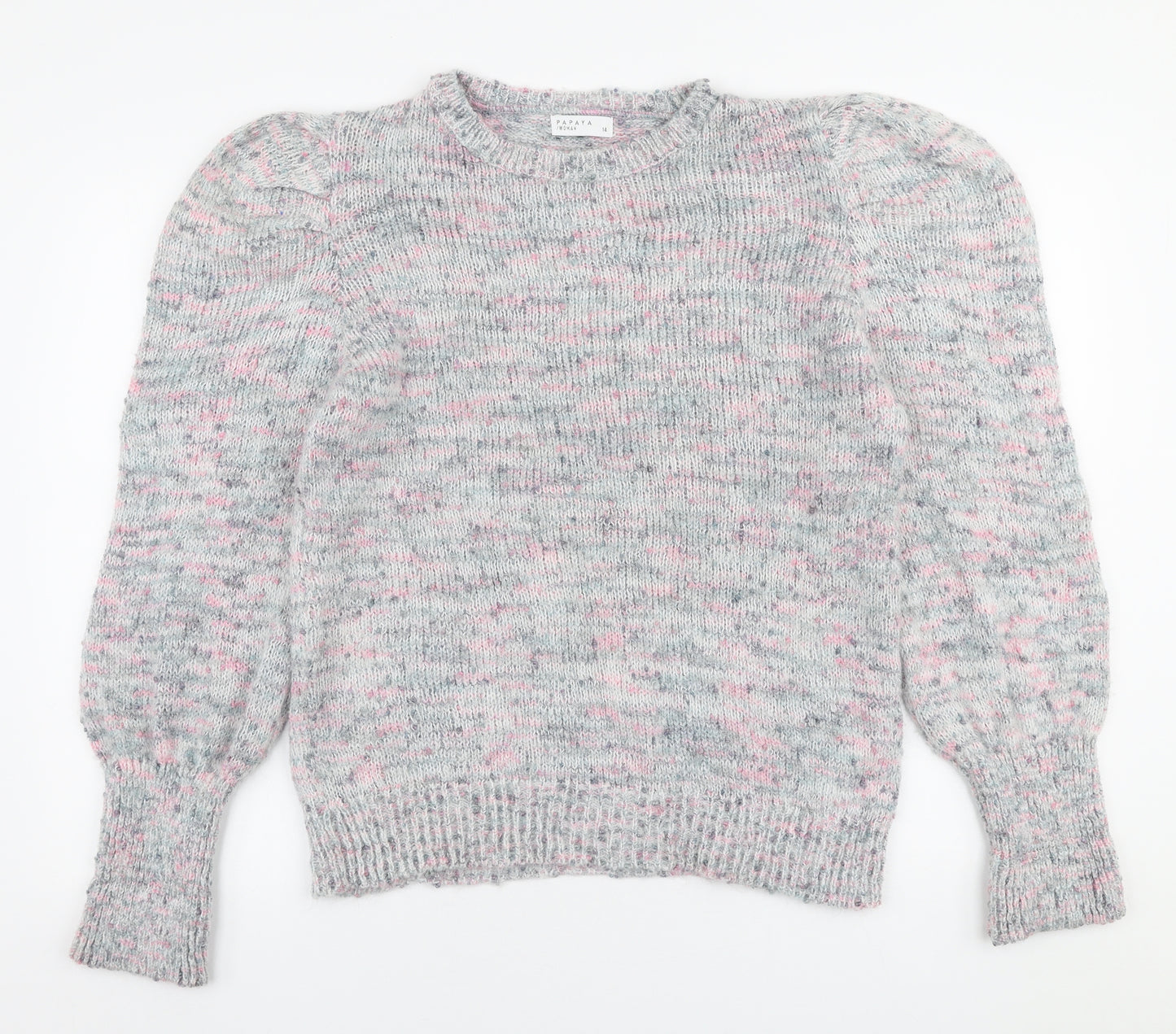 Papaya Womens Multicoloured Round Neck  Acrylic Pullover Jumper Size 14