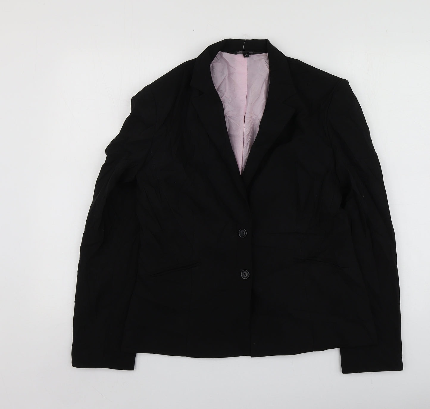 B Womens Black  Polyester Jacket Suit Jacket Size 14