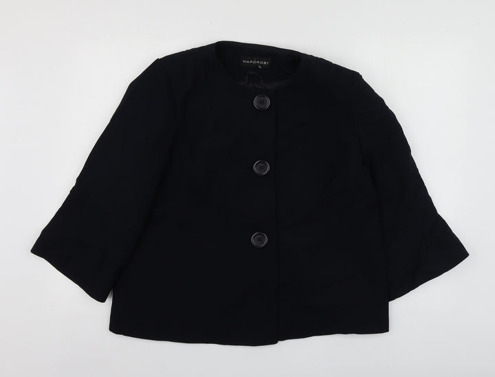Warehouse Womens Black Polyester Jacket Suit Jacket Size 16