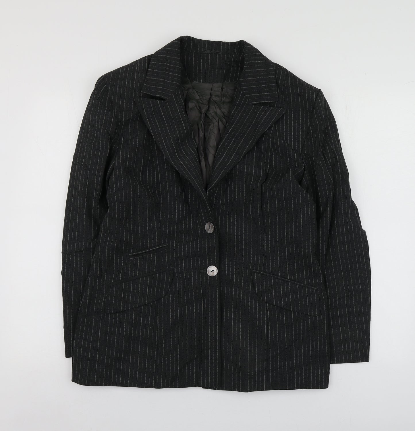 The  Collection Womens Grey Striped Polyester Jacket Suit Jacket Size 14