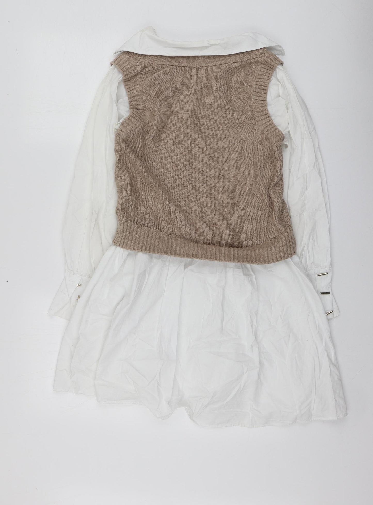 River Island Womens Beige  Viscose Basic Blouse Size S Collared