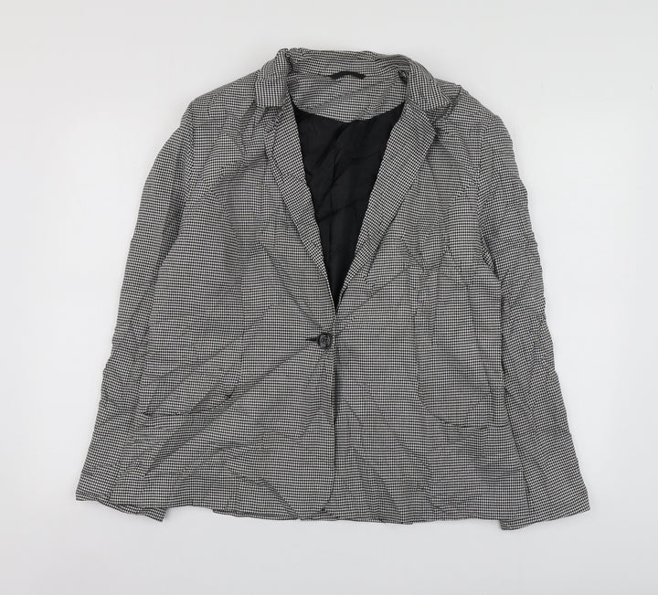 F&F Womens Black Herringbone Polyester Jacket Suit Jacket Size 16