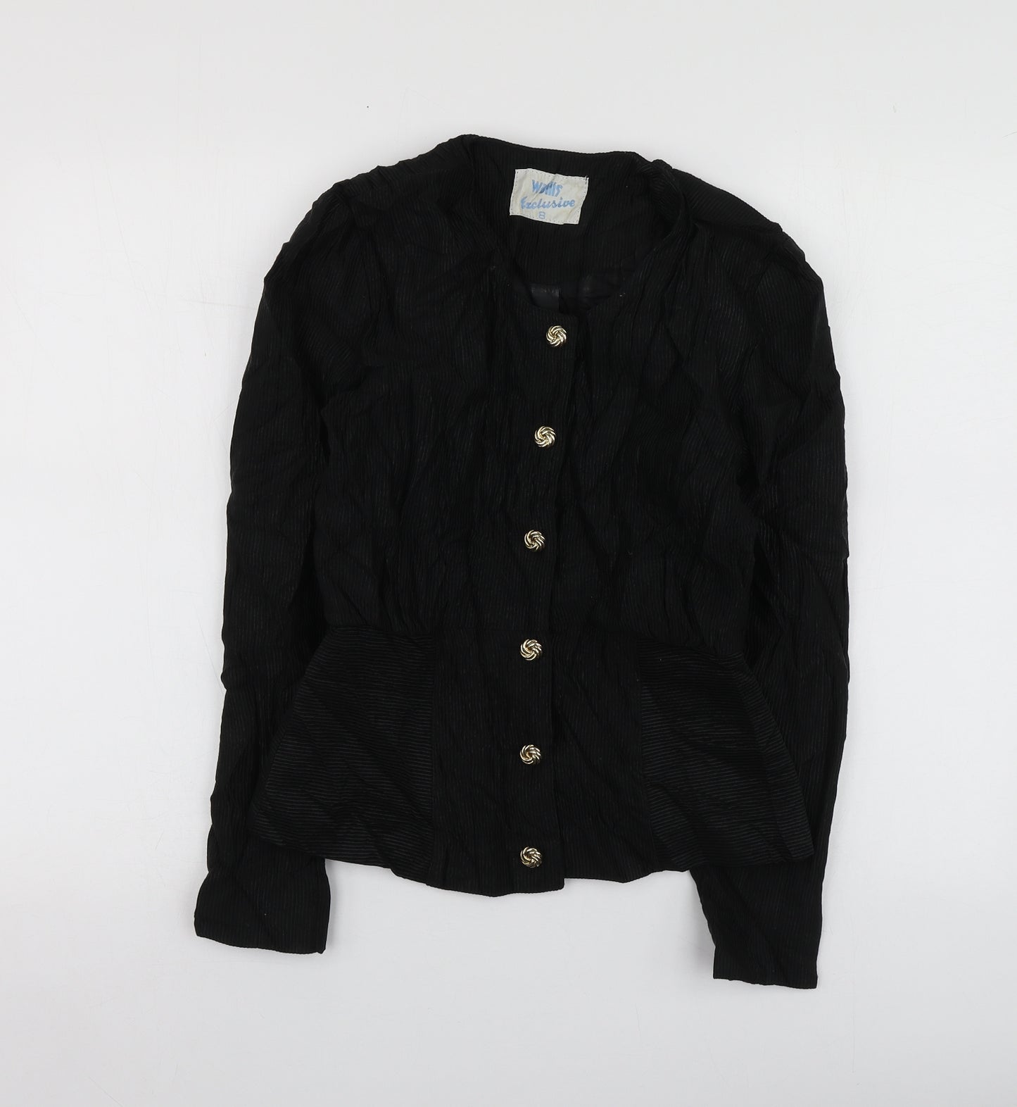 Wallis  Womens Black  Acrylic Jacket Suit Jacket Size 8