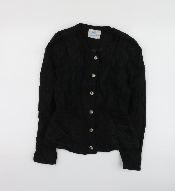 Wallis  Womens Black  Acrylic Jacket Suit Jacket Size 8