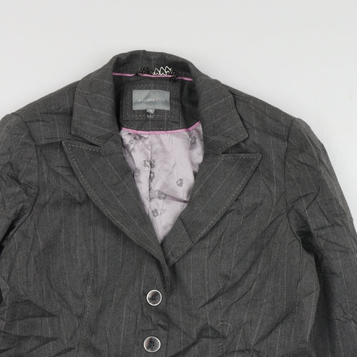 Per Una Womens Grey Striped Polyester Jacket Suit Jacket Size 16