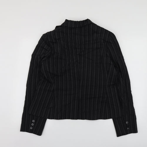 Select Womens Black Striped Polyester Jacket Suit Jacket Size 18