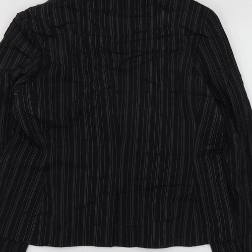Select Womens Black Striped Polyester Jacket Suit Jacket Size 18