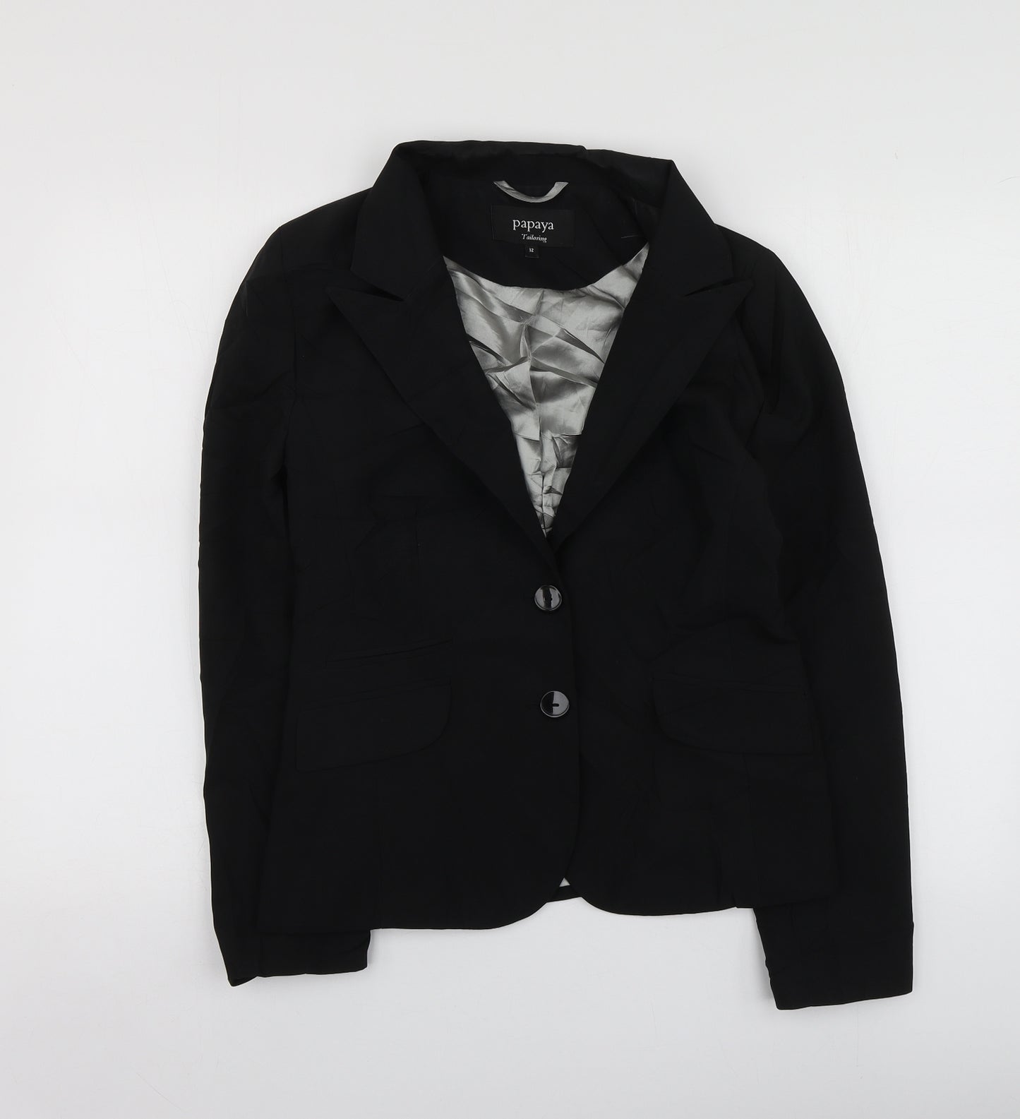 Papaya Womens Black  Polyester Jacket Suit Jacket Size 12