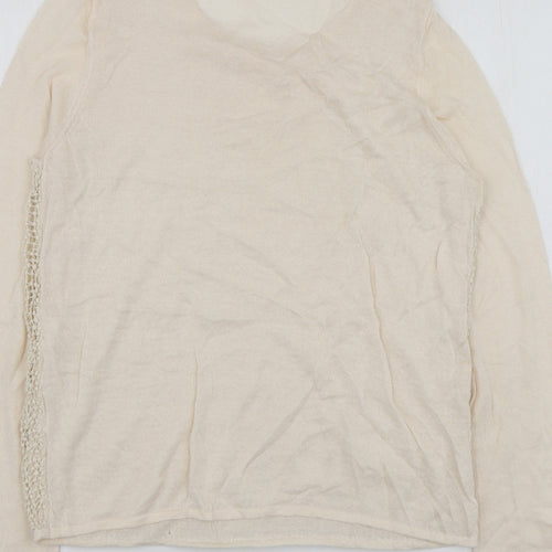 Autograph Womens Beige Round Neck  Acrylic Pullover Jumper Size 12