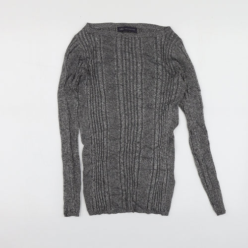 M7S Womens Grey Round Neck  Viscose Pullover Jumper Size 10