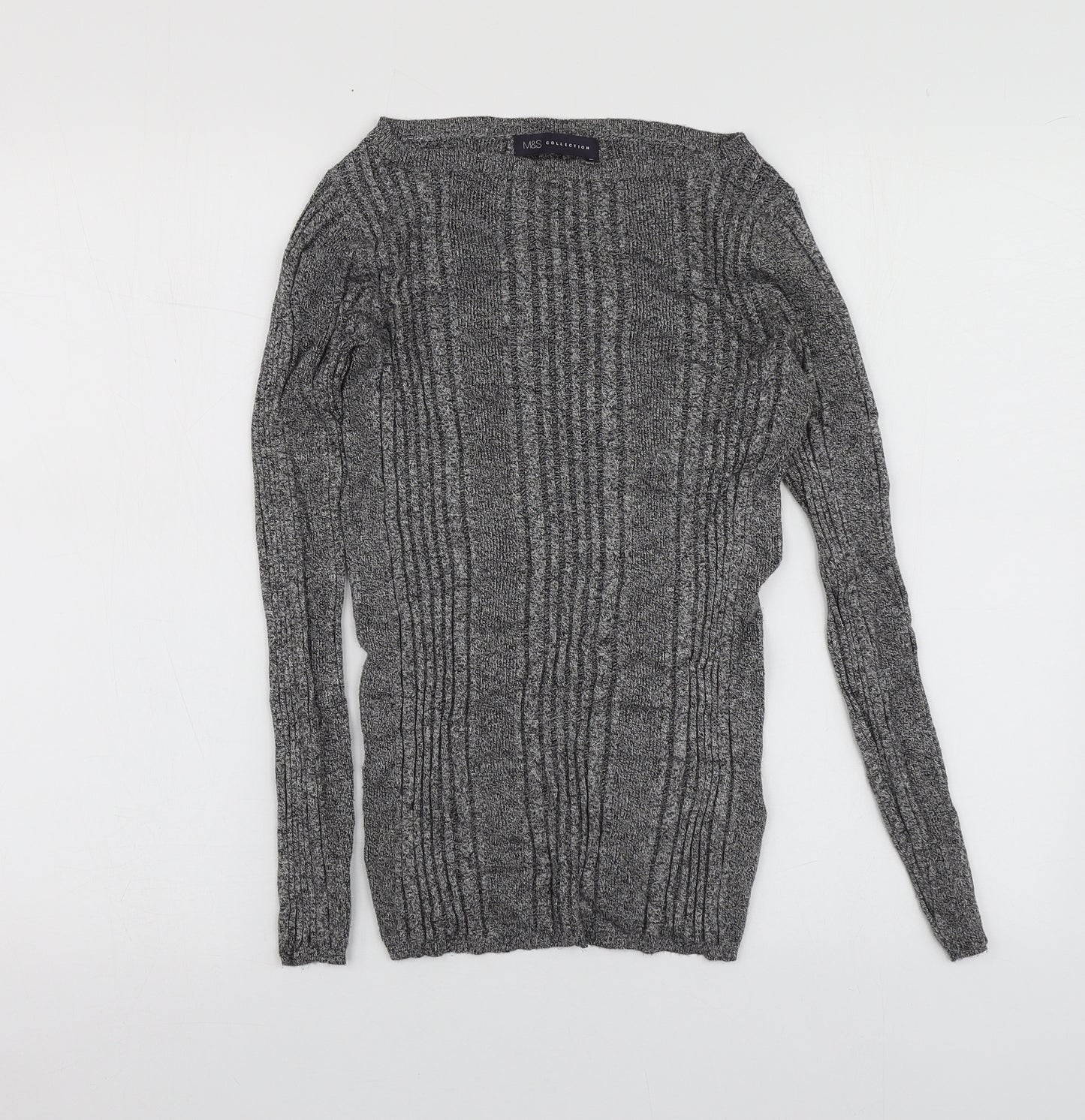 M7S Womens Grey Round Neck  Viscose Pullover Jumper Size 10