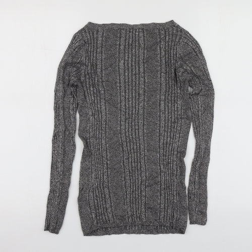 M7S Womens Grey Round Neck  Viscose Pullover Jumper Size 10