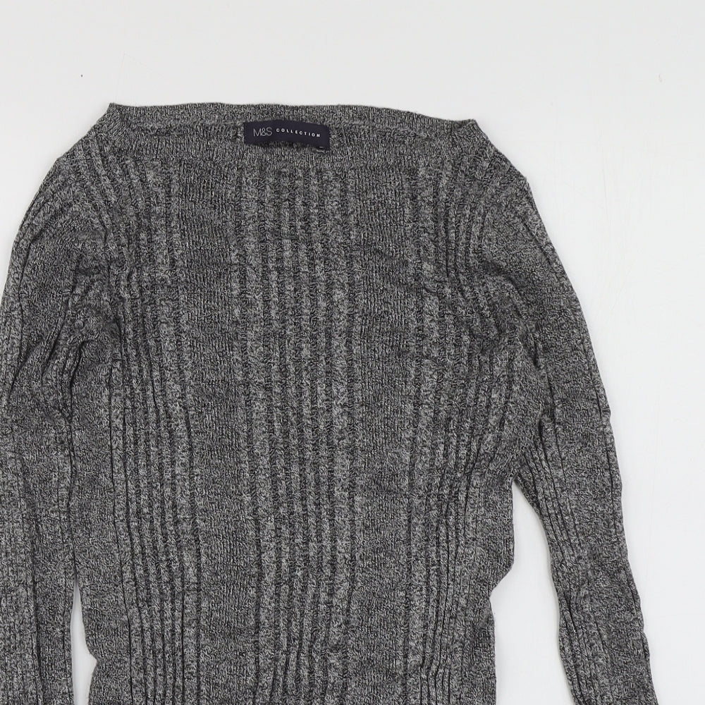 M7S Womens Grey Round Neck  Viscose Pullover Jumper Size 10