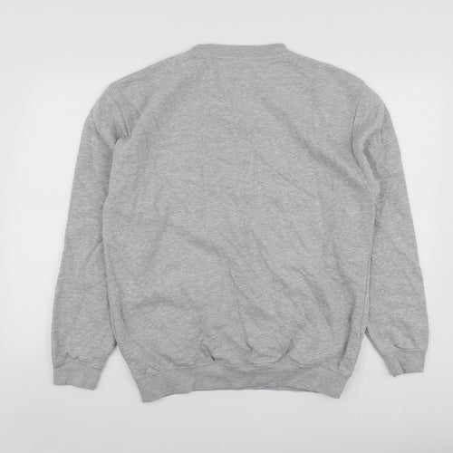 Just Hoods Mens Grey Geometric Cotton Pullover Hoodie Size L