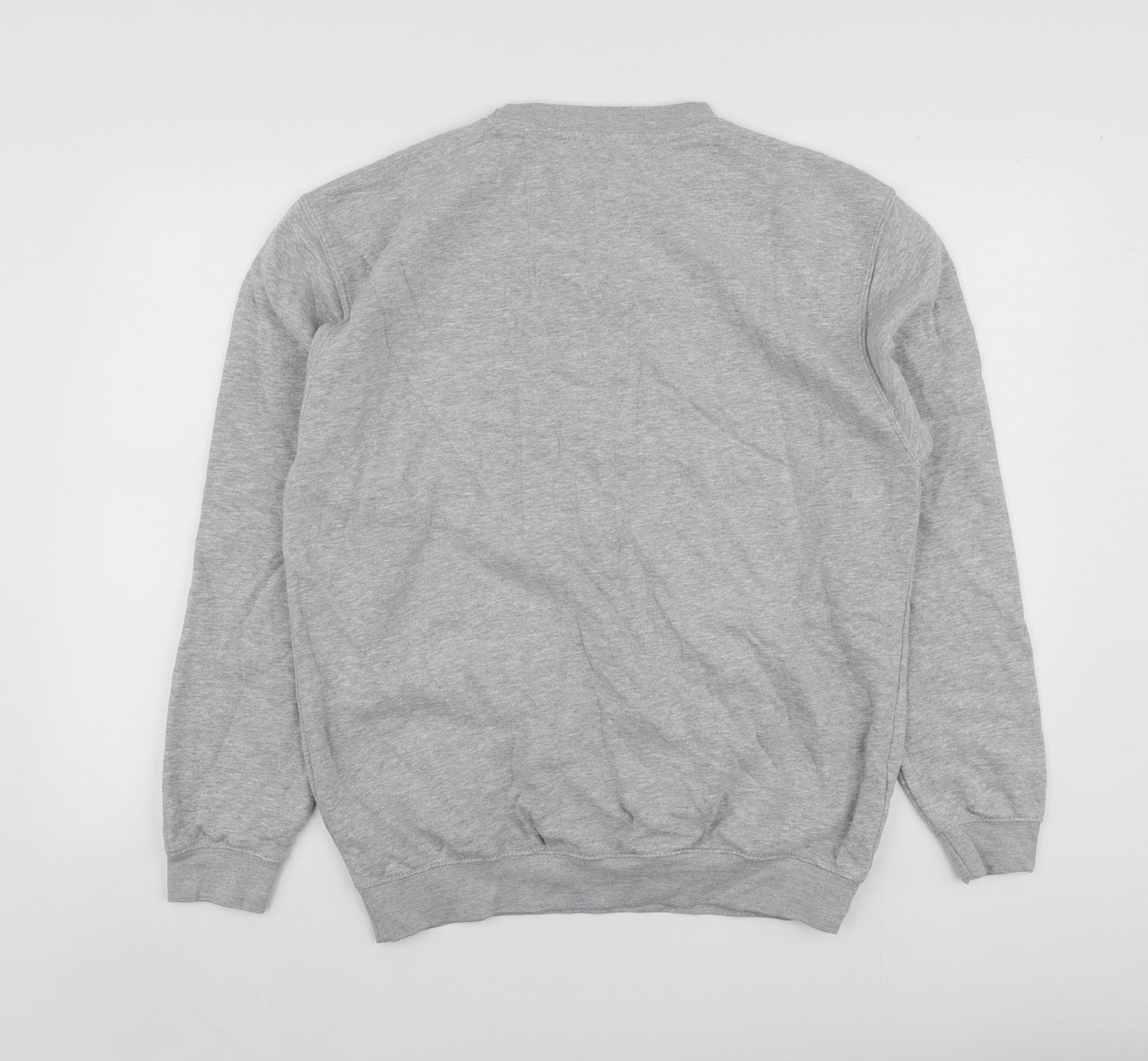 Just Hoods Mens Grey Geometric Cotton Pullover Hoodie Size L