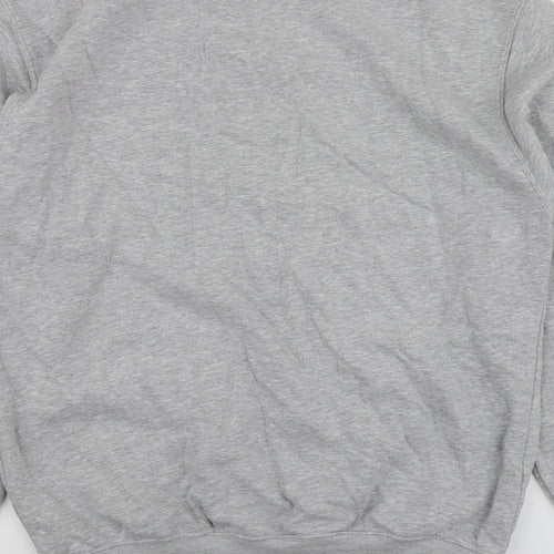 Just Hoods Mens Grey Geometric Cotton Pullover Hoodie Size L