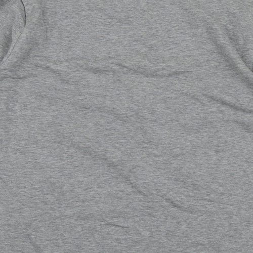 FESTIVE FUN Womens Grey Geometric Cotton Basic T-Shirt Size M Round Neck - Santa T-shirt
