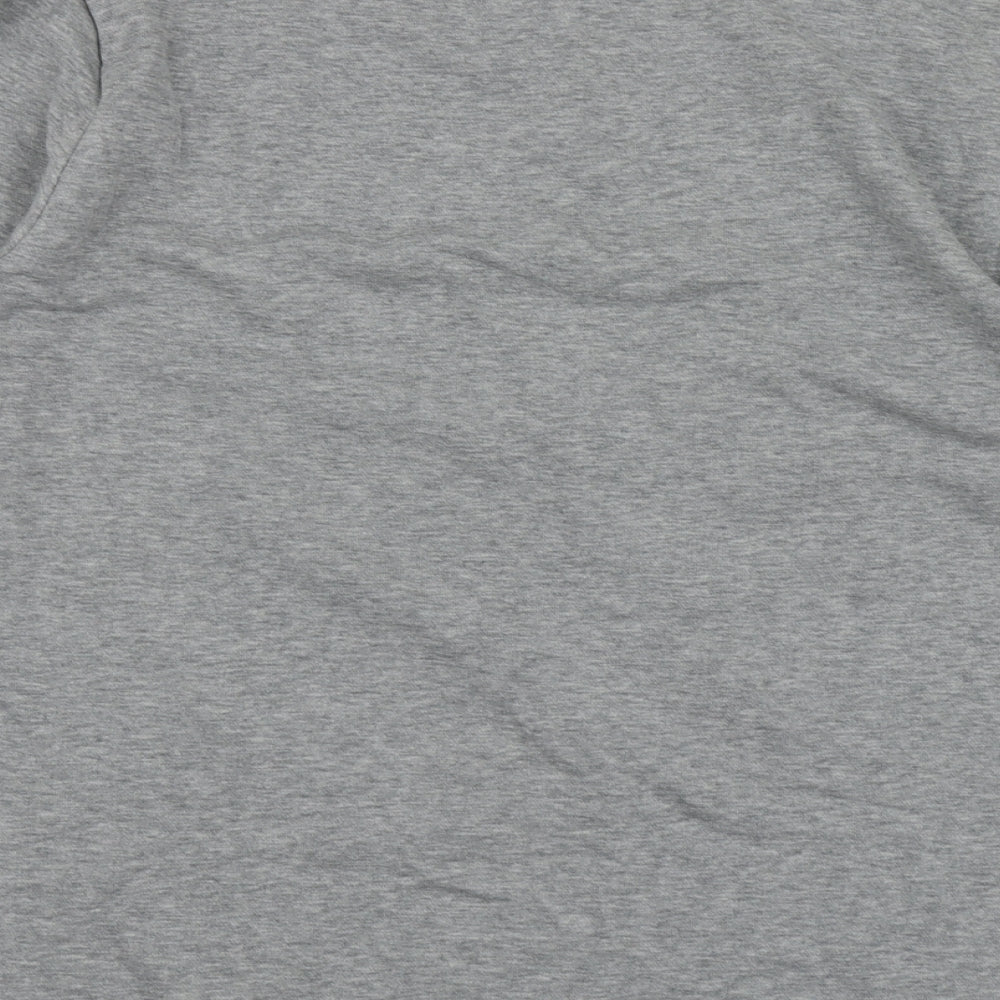 FESTIVE FUN Womens Grey Geometric Cotton Basic T-Shirt Size M Round Neck - Santa T-shirt