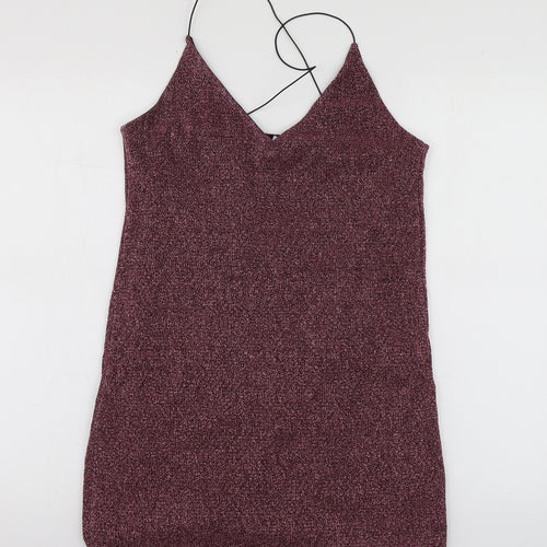 Sparkle & Fade Womens Purple  Viscose Basic Blouse Size M V-Neck