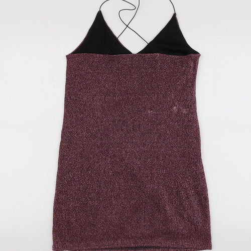 Sparkle & Fade Womens Purple  Viscose Basic Blouse Size M V-Neck
