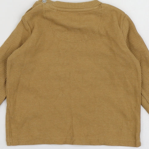 Fred&Flo Boys Brown  Cotton Basic T-Shirt Size 12-18 Months Round Neck