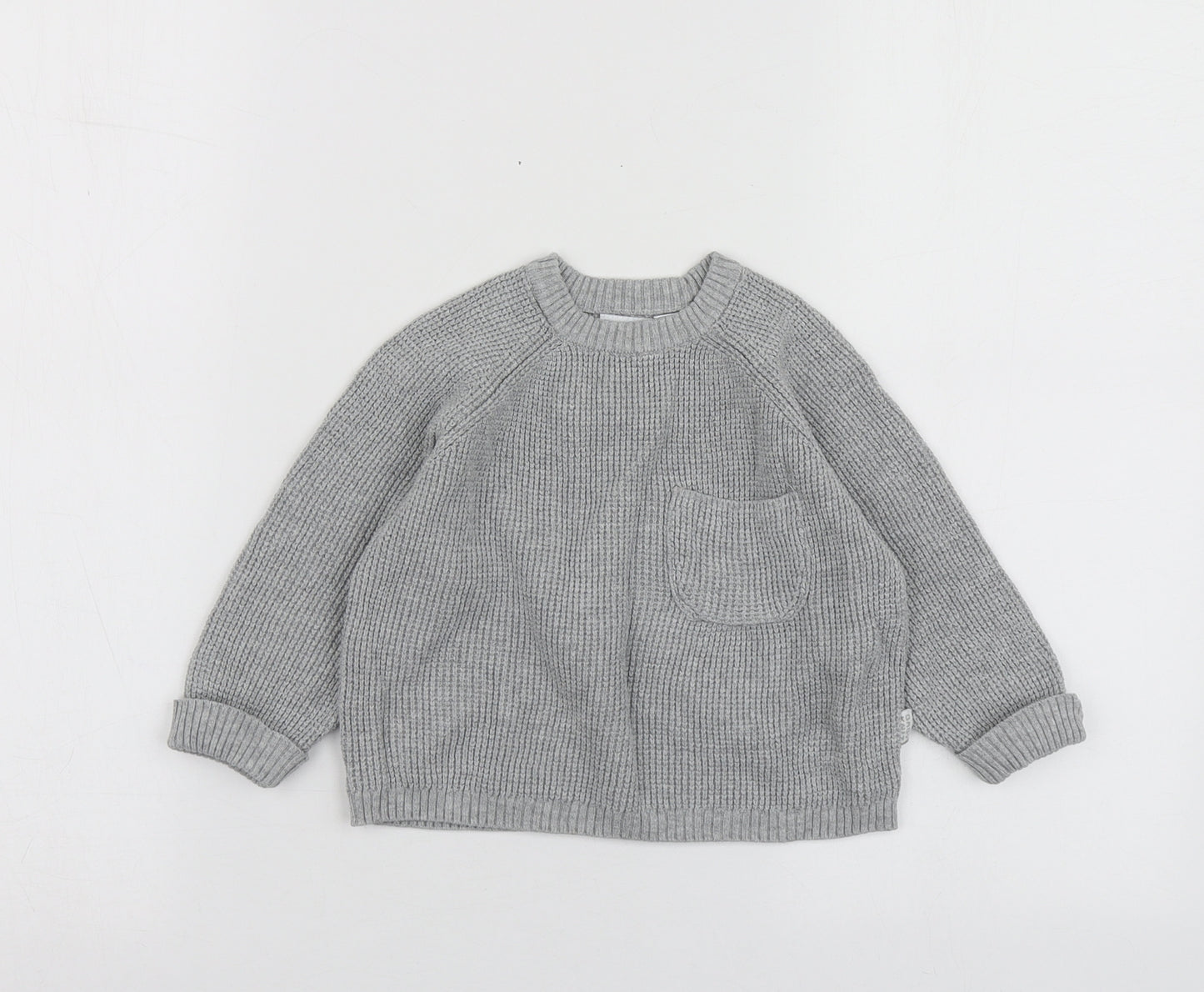 Zara Boys Grey  Cotton Pullover Jumper Size 12-18 Months