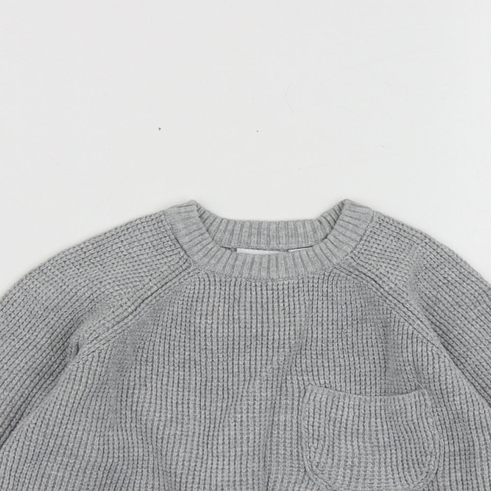 Zara Boys Grey  Cotton Pullover Jumper Size 12-18 Months