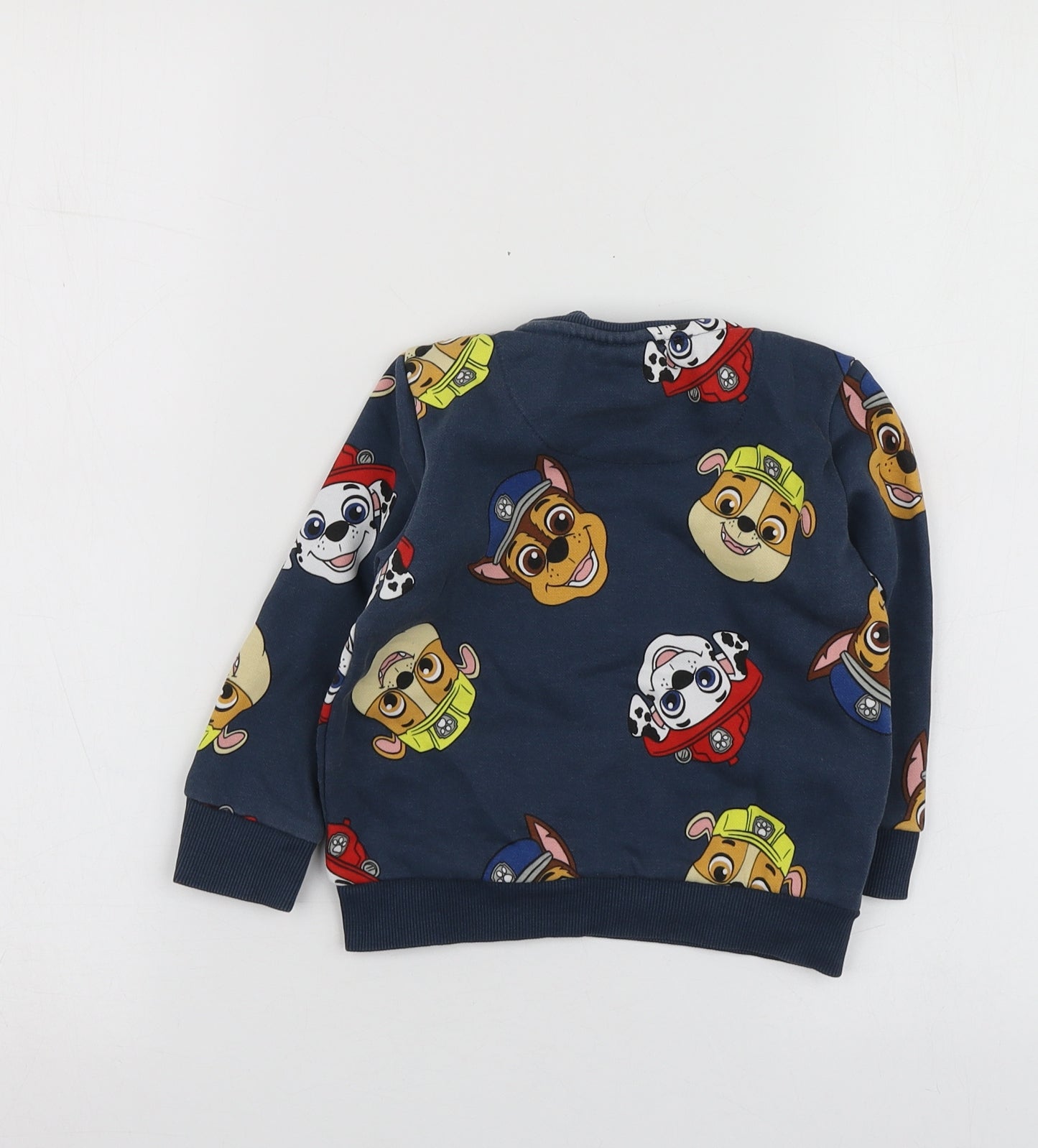 Paw Patrol Boys Blue Geometric Cotton Basic T-Shirt Size 18-24 Months Round Neck