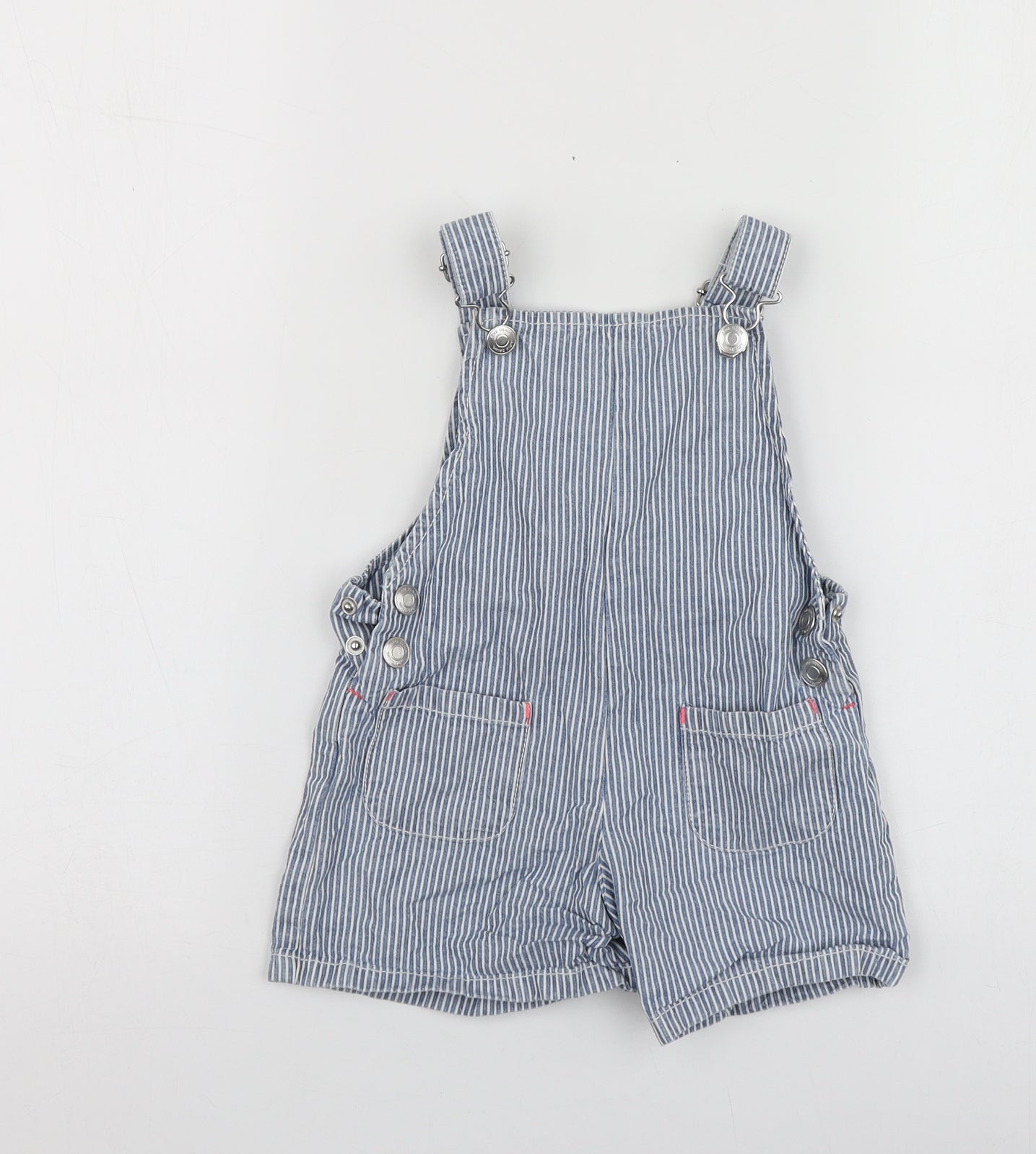 F&F Girls Blue Striped Cotton Shorts One-Piece Size 18-24 Months