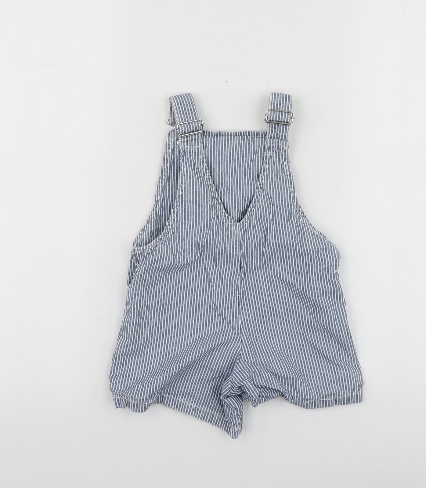 F&F Girls Blue Striped Cotton Shorts One-Piece Size 18-24 Months