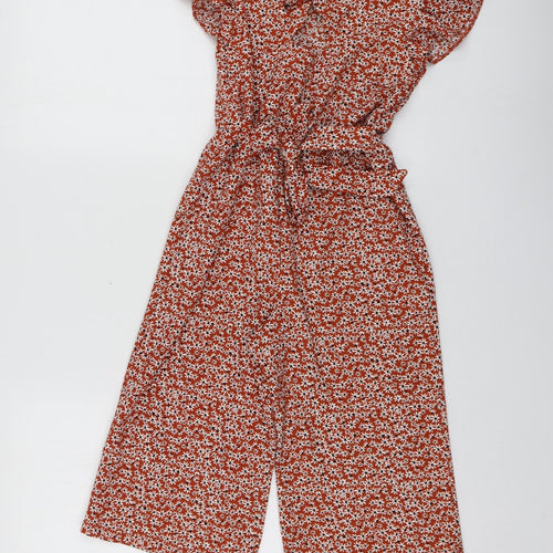 I Love Girlswear Girls Orange Floral Polyester Trousers One-Piece Size 9 Years