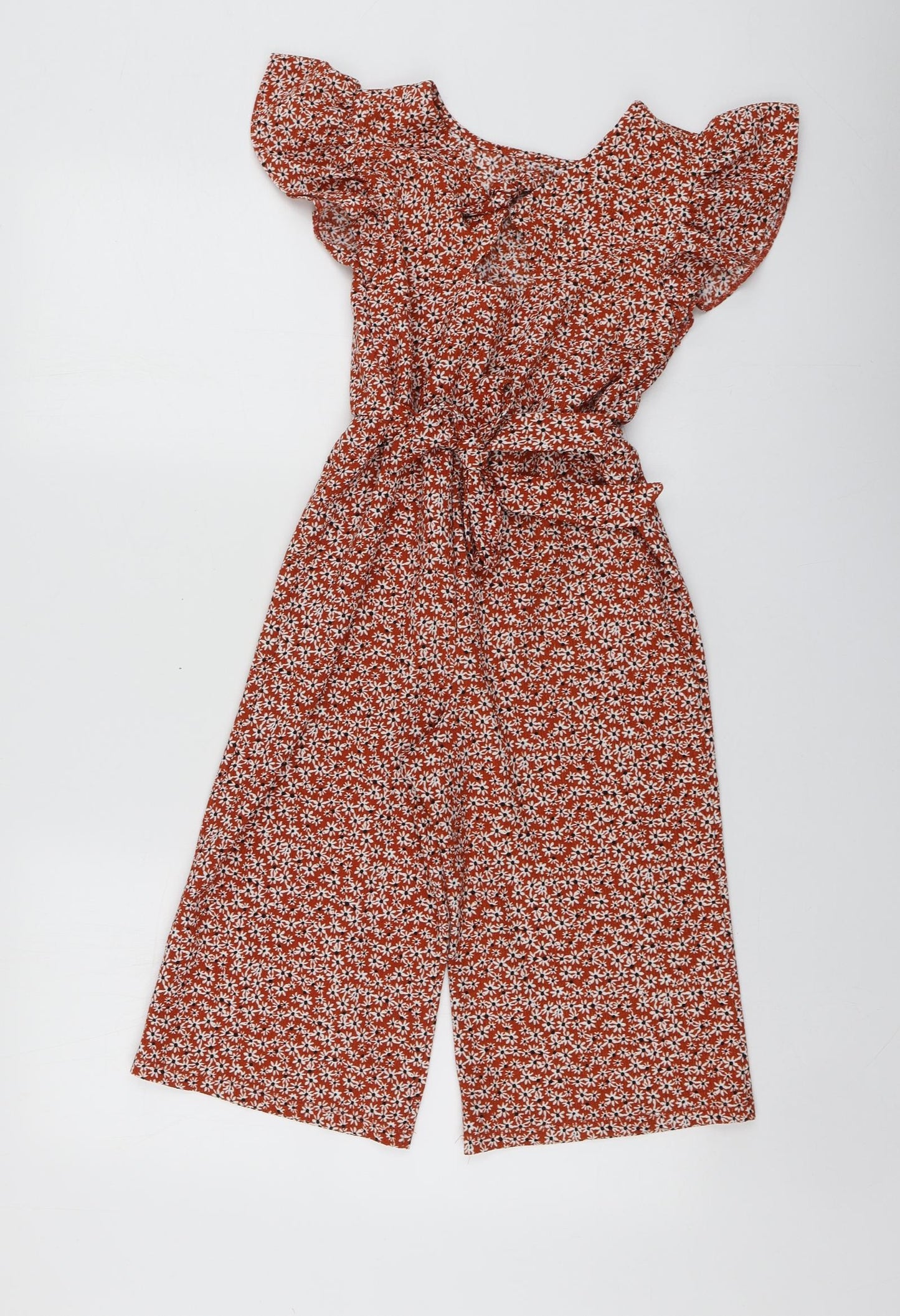 I Love Girlswear Girls Orange Floral Polyester Trousers One-Piece Size 9 Years