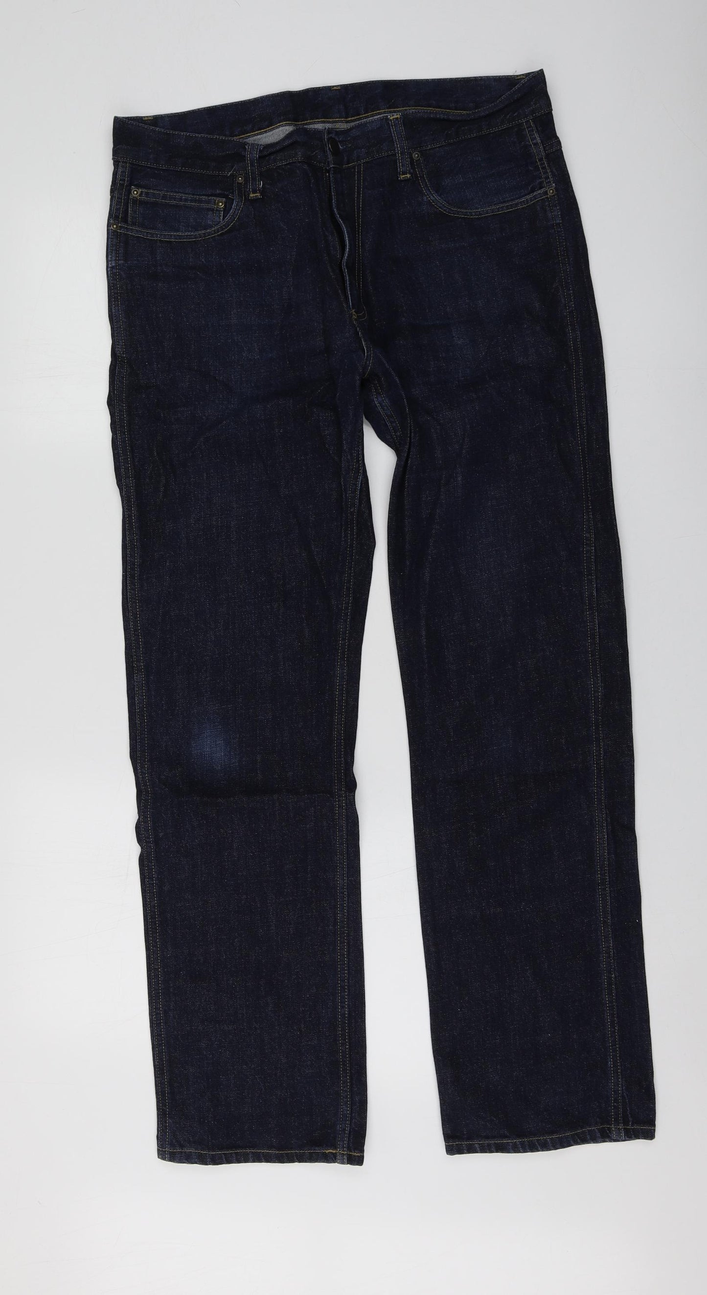 Carhartt Mens Blue  Cotton Straight Jeans Size 34 L29 in Regular