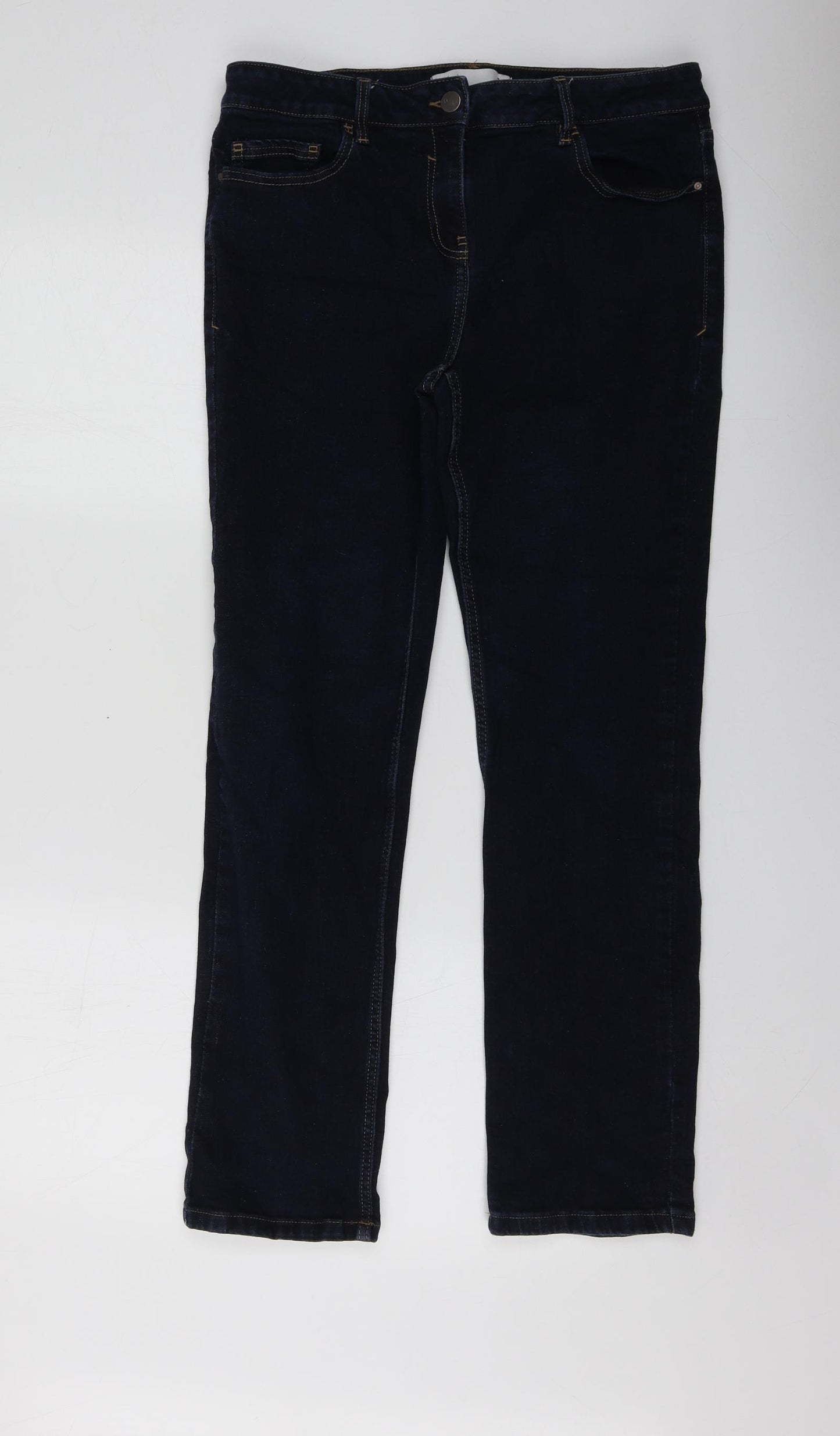 NEXT Womens Blue  Cotton Straight Jeans Size 16 L28 in Regular