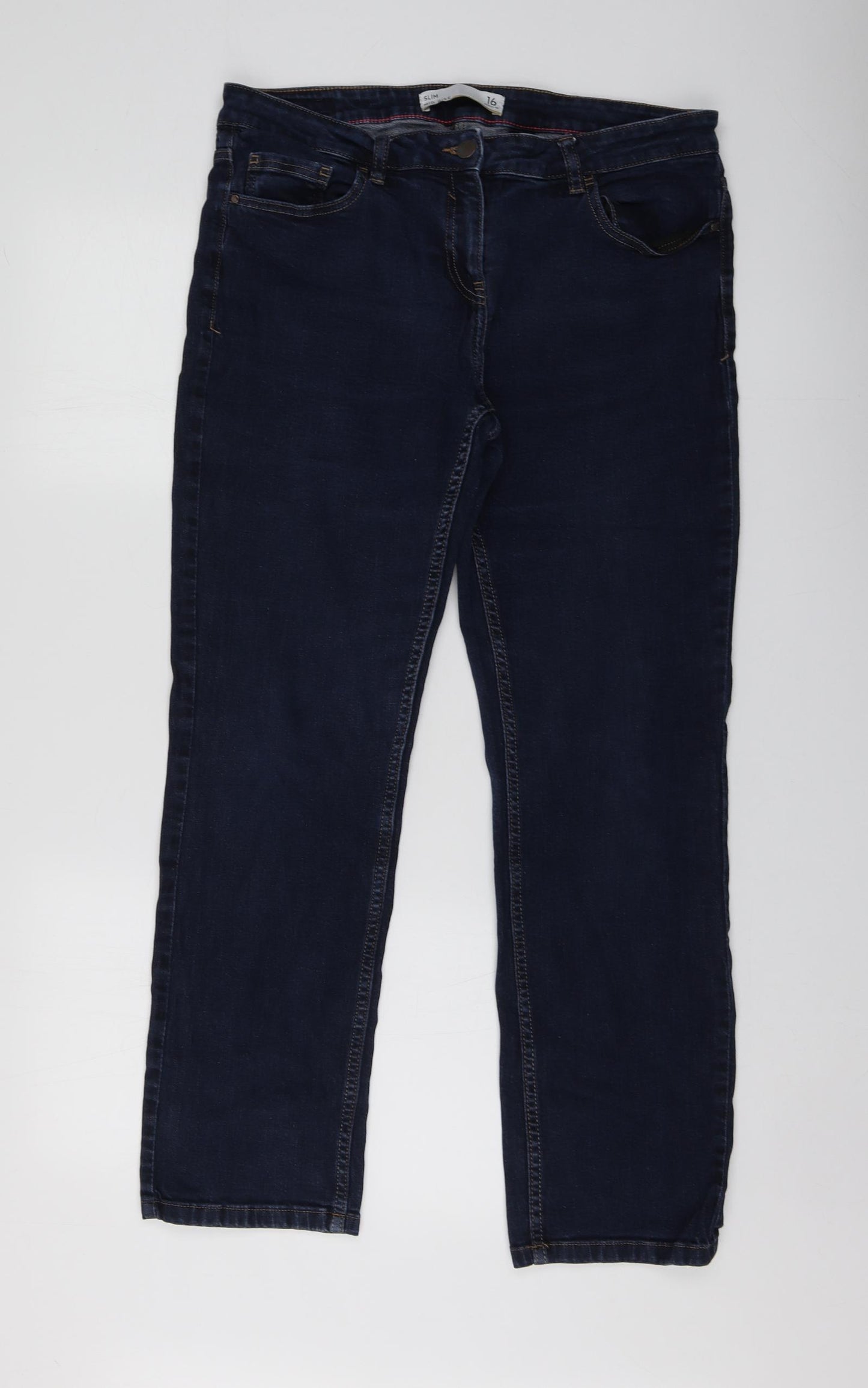 NEXT Womens Blue  Cotton Straight Jeans Size 16 L28 in Regular