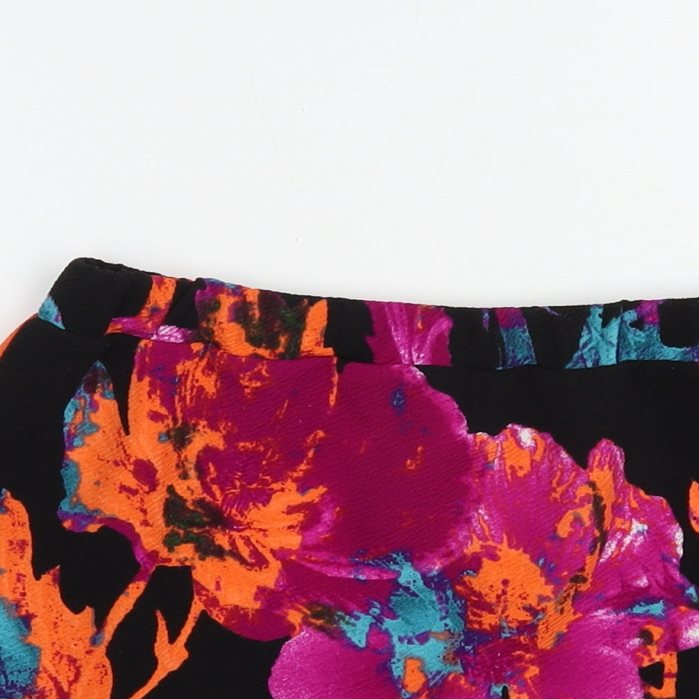 Quiz Womens Black Floral Polyester Bermuda Shorts Size 8 L3 in Regular