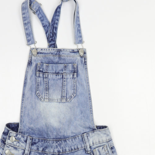 Lucid Womens Blue  Cotton Dungaree Shorts Shorts Size 6 L4 in Regular Button
