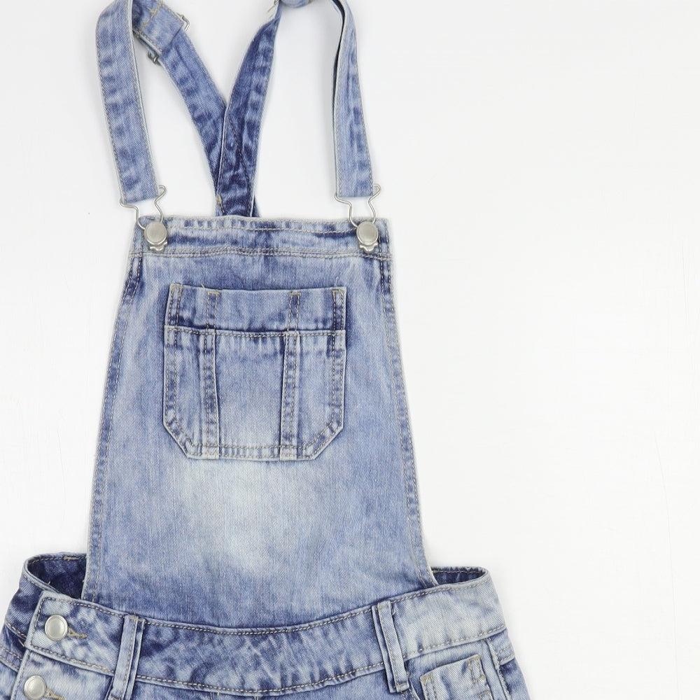 Lucid Womens Blue  Cotton Dungaree Shorts Shorts Size 6 L4 in Regular Button
