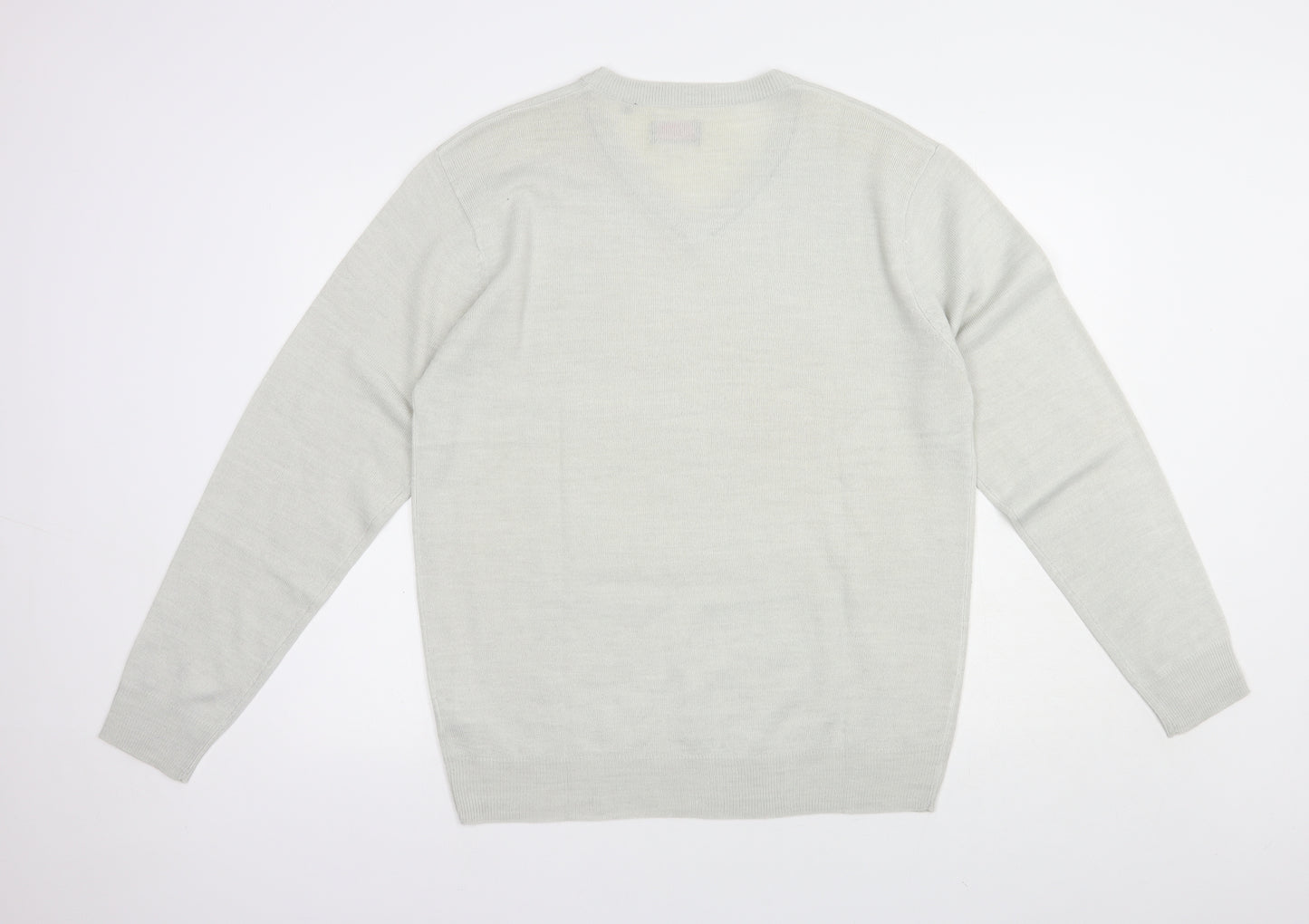 Pierre Cardin Mens Grey V-Neck  Acrylic Pullover Jumper Size L