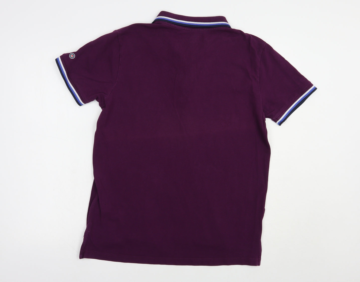 Lambretta Mens Purple  Cotton  Polo Size L Collared Button