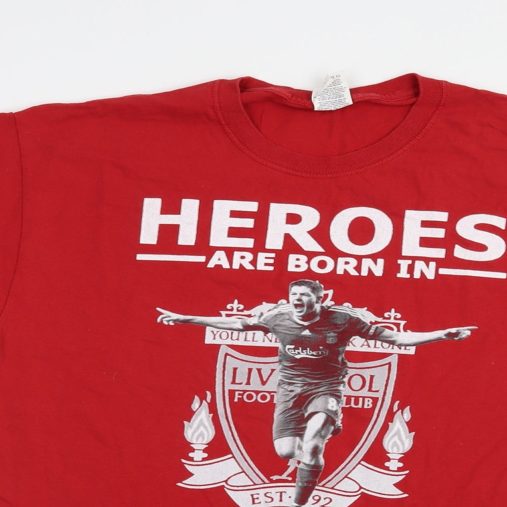 Fruit of the Loom Mens Red  Cotton  T-Shirt Size L Crew Neck  - Liverpool FC