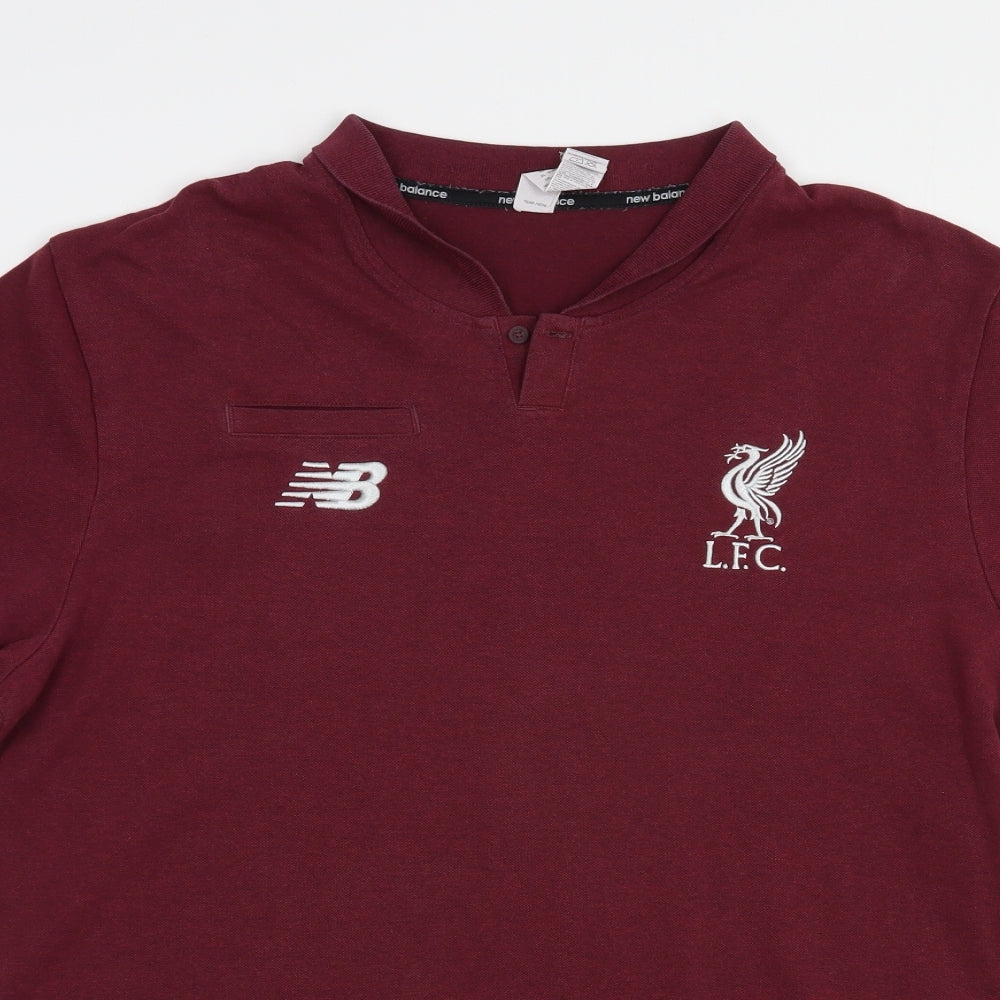 New Balance Mens Purple  Cotton  T-Shirt Size XL Collared  - Liverpool FC