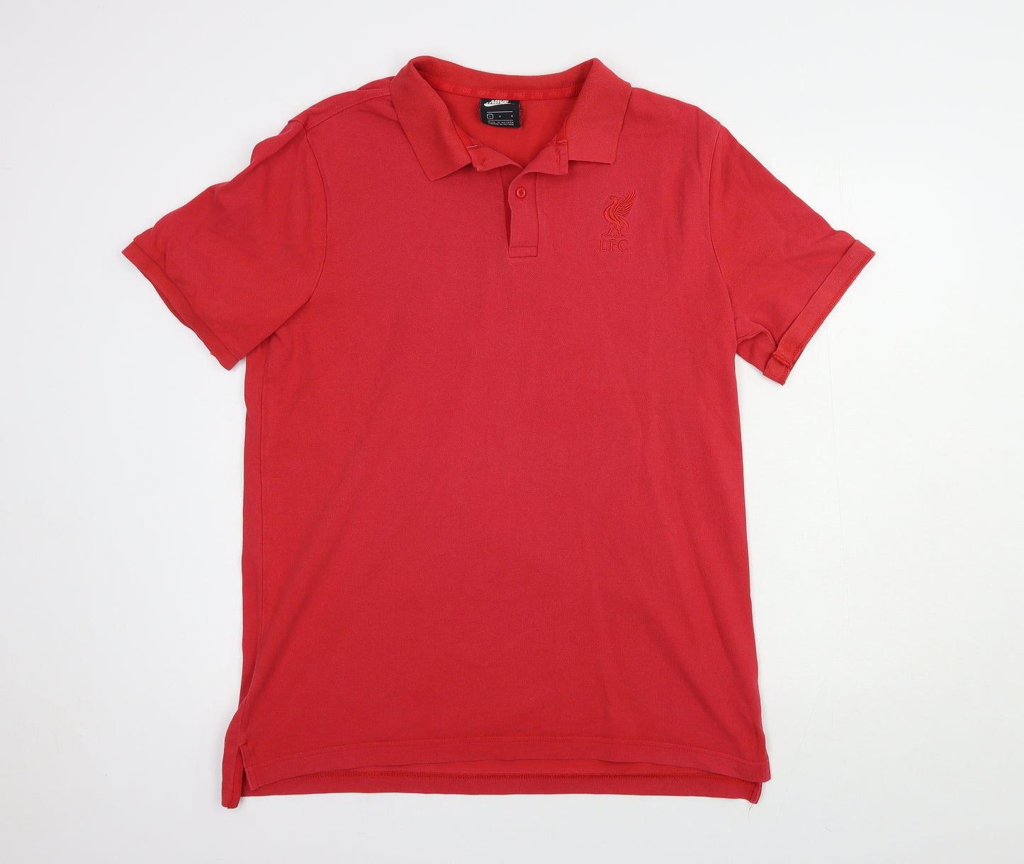 Nike Mens Red  Cotton  Polo Size L Collared Button - Liverpool FC