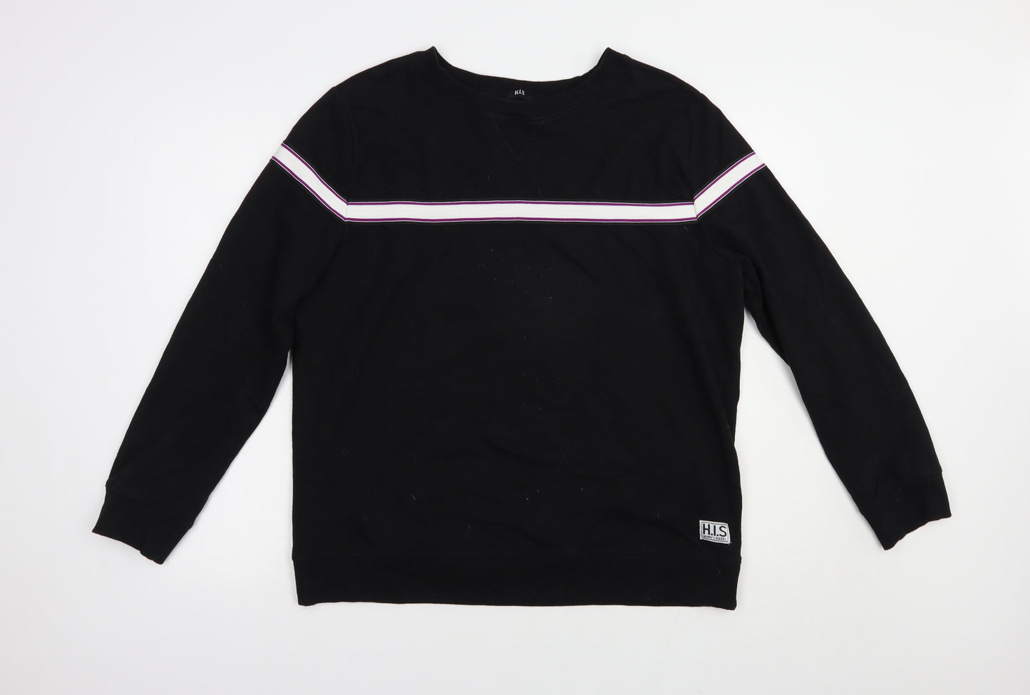 H.I.S Mens Black  Cotton Pullover Sweatshirt Size L
