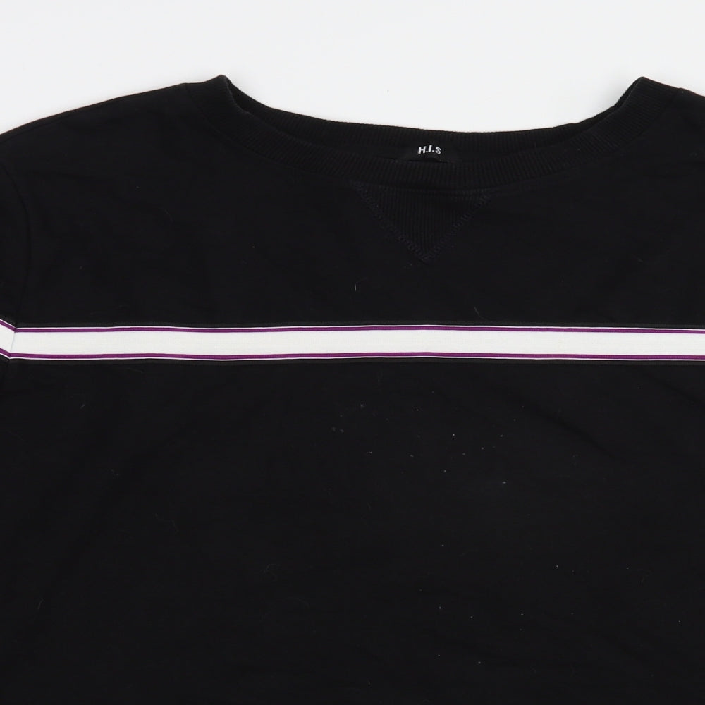 H.I.S Mens Black  Cotton Pullover Sweatshirt Size L