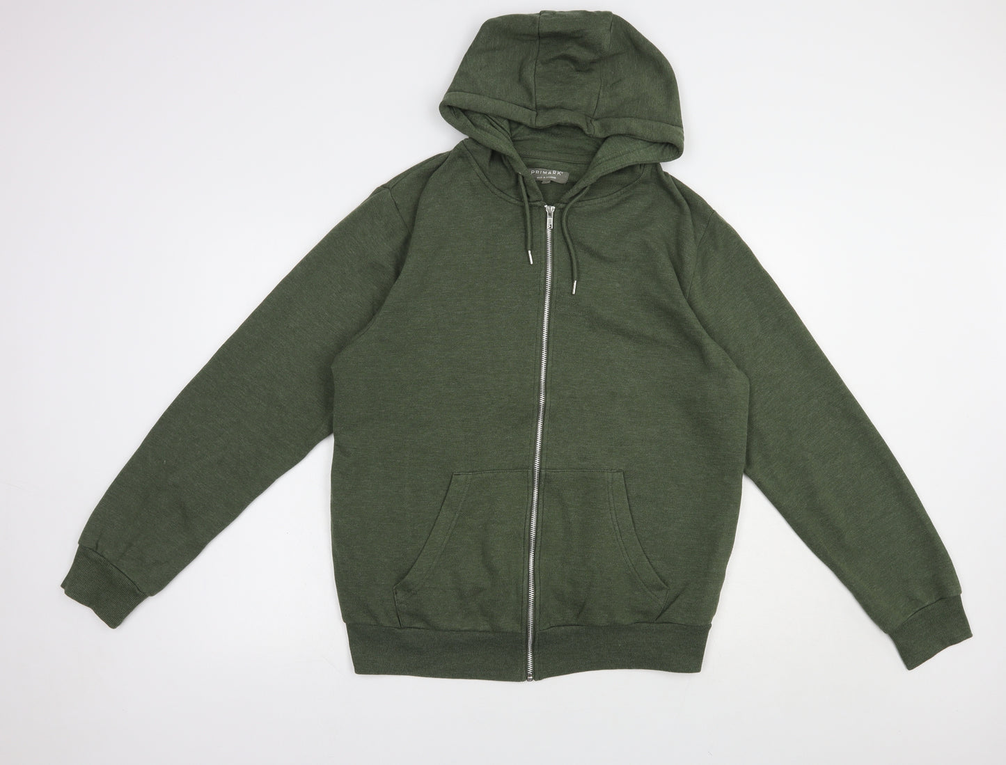 Primark Mens Green  Cotton Full Zip Hoodie Size L